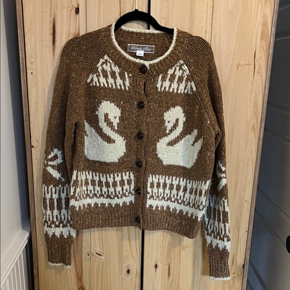 Kimchi Blue Brown and Cream Swan Cardigan - Picture 2 of 6